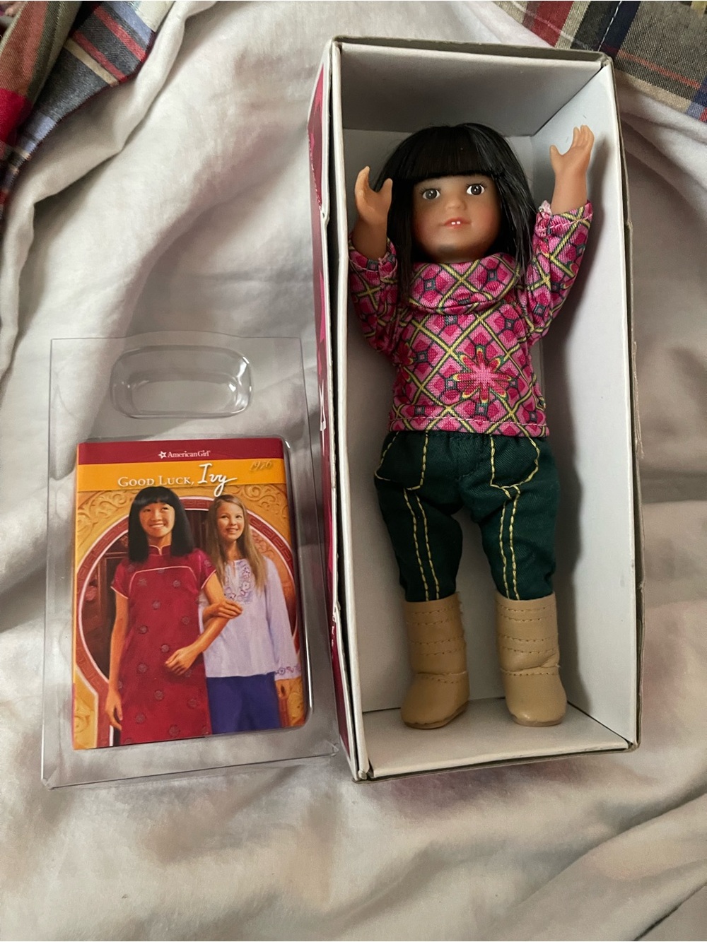 American Girl Good Luck Ivy Doll with Pink Patterned Top and Green Pants